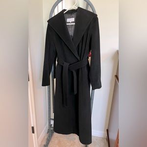 Calvin Klein Angora & Wool Belted Wrap Overcoat